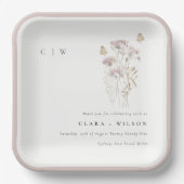 Lilac Boho Wildblume Fern Botanische Hochzeit Pappteller (Vorderseite)