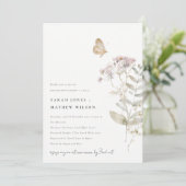 Lilac Boho Wildblume Fern Botanische Verlobung Einladung (Stehend Vorderseite)