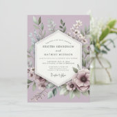 Lilac Botanical Meadow Wedding Einladung (Stehend Vorderseite)