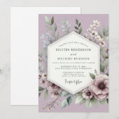 Lilac Botanical Meadow Wedding Einladung (Vorne/Hinten)