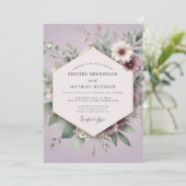 Lilac Botanical Romance Wedding Einladung (Stehend Vorderseite)