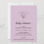 Lilac Botanical Simple Boho Baby Dusche Party Einladung (Vorderseite)