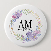 Lilac Bouquet, personalisiert Floral Monogram Button (Vorderseite)