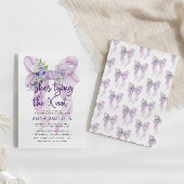 Lilac Bow Sie bindet das Brautparty des Knotens Einladung
