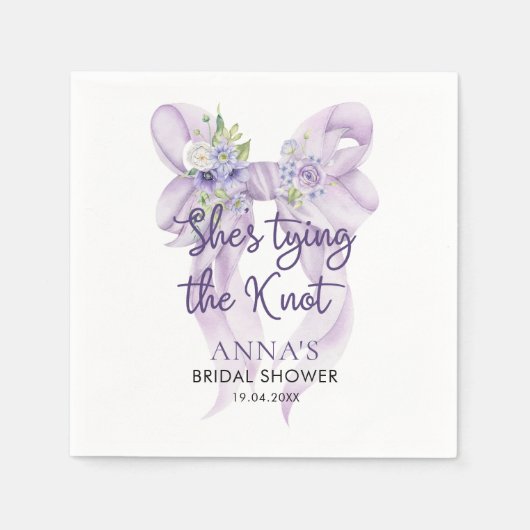 Lilac Bow Sie bindet das Brautparty des Knotens Serviette (Vorderseite)