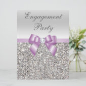 Lilac Bow - Silver Sequins große Engagement Einladung (Stehend Vorderseite)