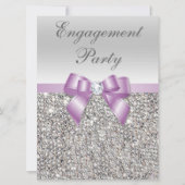 Lilac Bow - Silver Sequins große Engagement Einladung (Vorderseite)