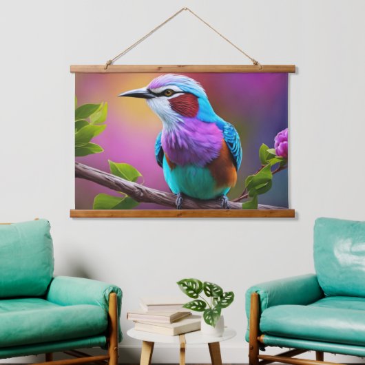 Lilac-Breasted Roller Wall Tapestry Wandteppich Mit Holzrahmen (Wohnzimmer)