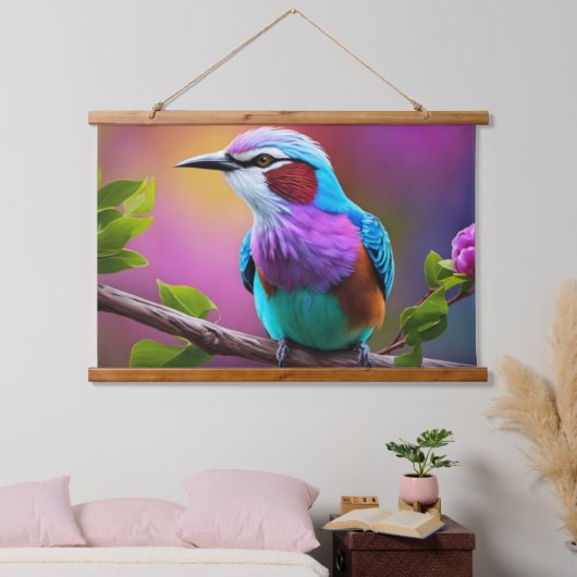 Lilac-Breasted Roller Wall Tapestry Wandteppich Mit Holzrahmen (Schlafzimmer)