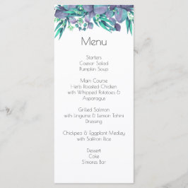 Lilac & Bright Green Botanical Wedding Menükarte
