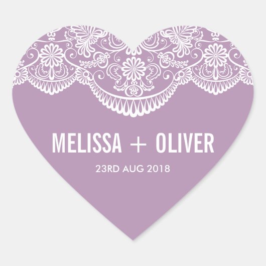 Lilac Brocade Lace | Heart Sticker (Vorderseite)