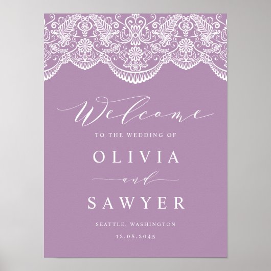 Lilac Brocade Lace Wedding Poster (Vorne)