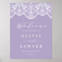 Lilac Brocade Lace Wedding Poster
