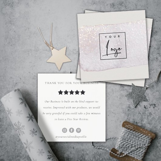 Lilac Brush Stoß Monogram Review Request Logo Quadratische Visitenkarte