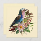 Lilac brüste Roller-Vogel. Tropische Arrangements. Einladung (Vorne/Hinten)