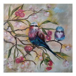 Lilac-Brustwalze mit Baby Poster