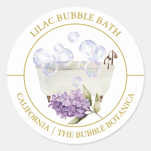 Lilac Bubble Bath-Label Runder Aufkleber (Vorderseite)