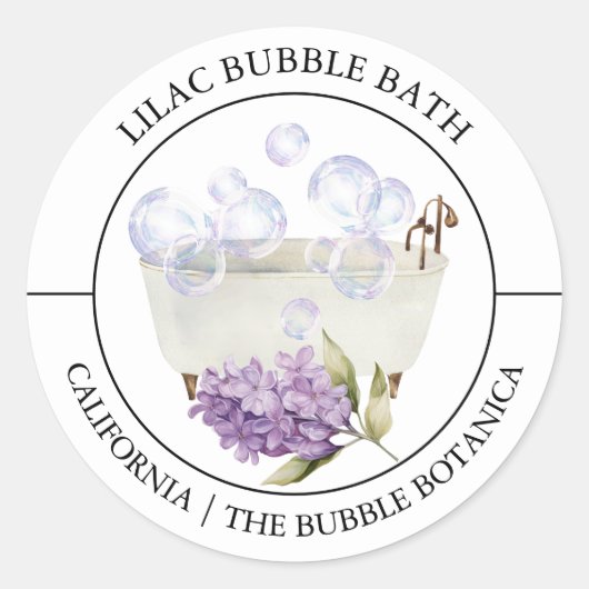 Lilac Bubble Bath-Label Runder Aufkleber (Vorderseite)