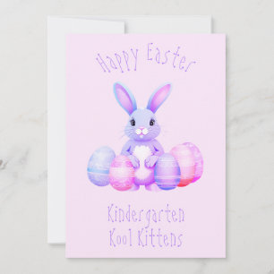 Lilac Bunny and Pastel Oaster Eggen Kindergarten Feiertagskarte