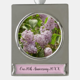 Lilac Bush Schöne Lila Frühlingsblumen Banner-Ornament Silber