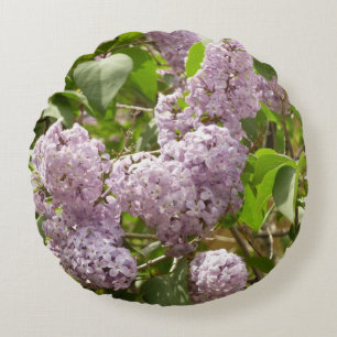 Lilac Bush Schöne Lila Frühlingsblumen Rundes Kissen