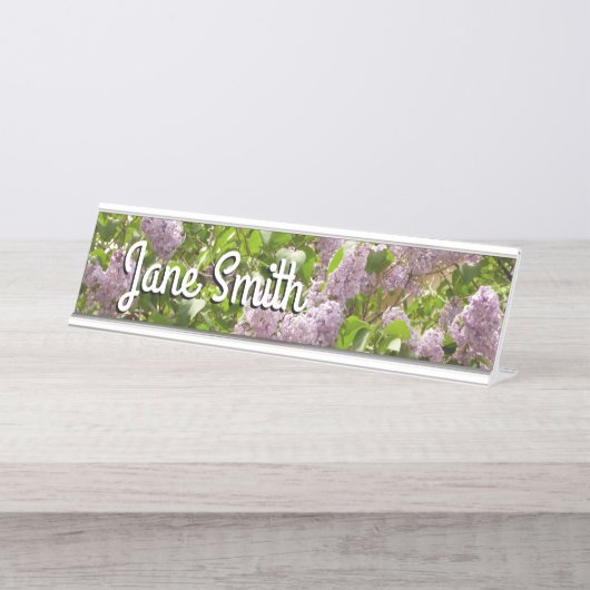 Lilac Bush Schöne Lila Frühlingsblumen Schreibtischnamensplakette (Vorderseite )