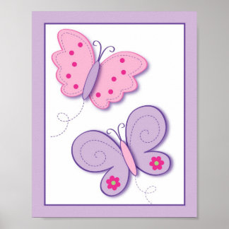 Lilac Butterfly Blume Kinderzimmer Mauer Kunstdruc Poster