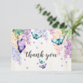 Lilac & Butterfly Danke Karte (Stehend Vorderseite)