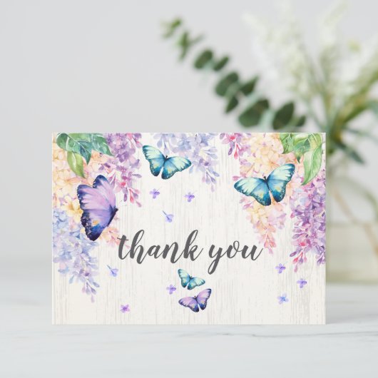 Lilac & Butterfly Dankeschön Karte (Stehend Vorderseite)
