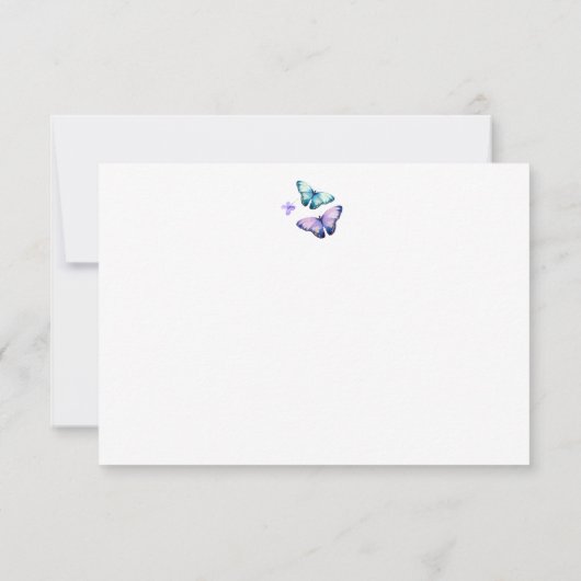 Lilac & Butterfly Dankeschön Karte (Rückseite)