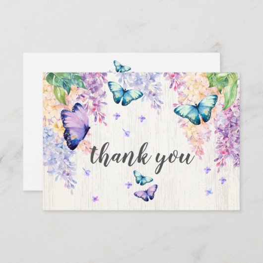 Lilac & Butterfly Dankeschön Karte (Vorne/Hinten)