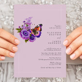 Lilac Butterfly Dream | Moderne Hochzeitstypografi Einladung