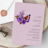 Lilac Butterfly Dream | Moderne Hochzeitstypografi Einladung