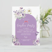 Lilac Butterfly First Birthday Garden Party Einladung (Stehend Vorderseite)