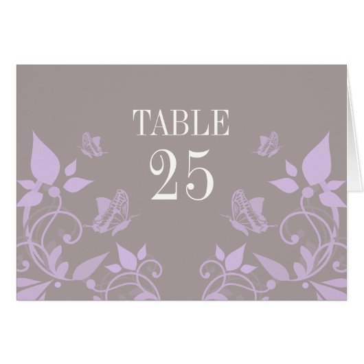 Lilac Butterfly Tischnummer Card (Vorderseite (Horizontal))
