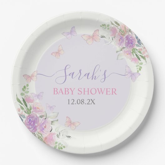 Lilac Butterfly verzaubert Pappteller (Vorderseite)