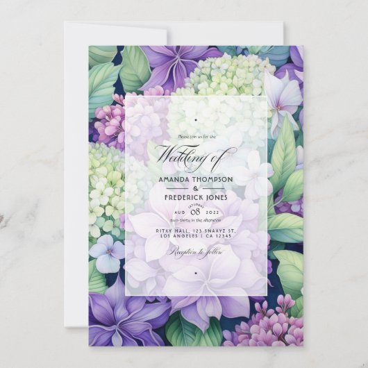 Lilac, Celery und White Floral Wedding Einladung (Vorderseite)