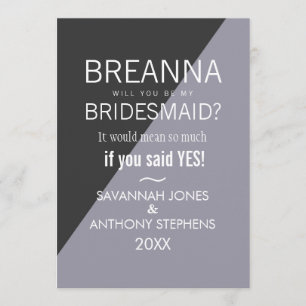 Lilac Charcoal Graue Zwei Tone Bridesmais Invites Einladung
