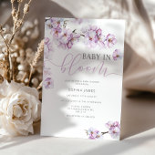 Lilac cherry blossom baby in bloom  invitation einladung