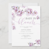 Lilac cherry blossom baby in bloom  invitation einladung (Vorderseite)