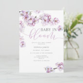 Lilac cherry blossom baby in bloom  invitation einladung (Stehend Vorderseite)