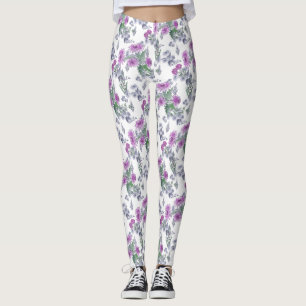 Lilac chrysanthemas, Aquarell-Leggings Leggings