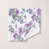 Lilac chrysanthemas, Aquarellfarben Badhandtuch Set (Waschlappen)