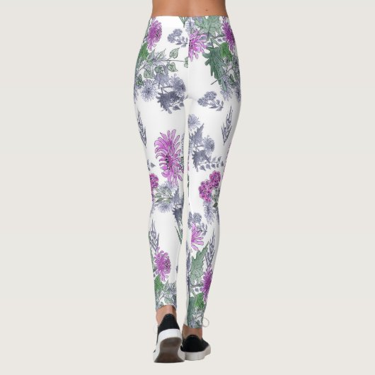 Lilac chrysanthemas, Aquarellfarben Leggings (Rückseite)