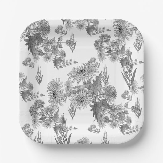Lilac chrysanthemas, Aquarellpapier-Teller Pappteller (Vorderseite)