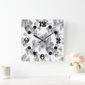 Lilac chrysanthemums, Aquarellwandclocke Quadratische Wanduhr (Zuhause)
