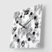 Lilac chrysanthemums, Aquarellwandclocke Quadratische Wanduhr (Winkel)