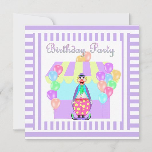 LILAC CICRUS THEMA STRIPE PARTY EINLADUNG (Vorderseite)