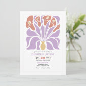 Lilac & Clay Rose Abstract Floral Boho Wedding Einladung (Stehend Vorderseite)
