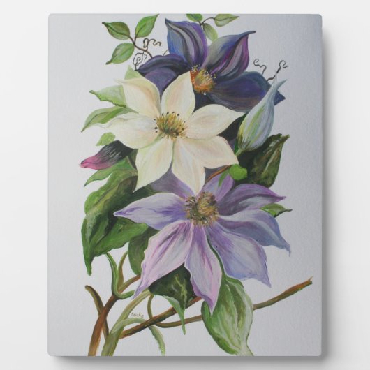 Lilac Clematis Vine Acrylmalerei Fotoplatte (Vorderseite)